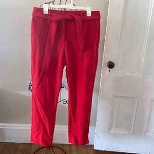 Red belted trousers